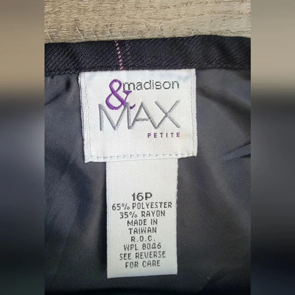 Vintage Y2K Midi Skirt Women's 16P Black w/ Pink & Purple Pin Stripe Plaid Lined - Picture 5 of 10